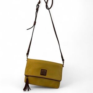 Dooney & Bourke Yellow Leather Crossbody with Brown Strap